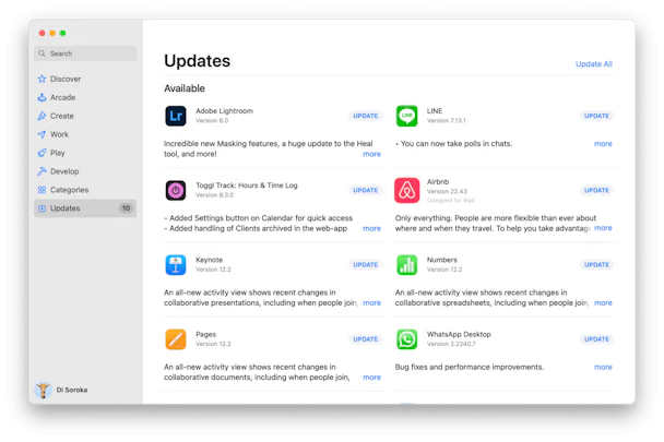 AppStore Updates tab