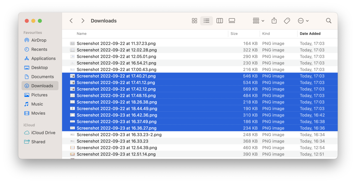 mac select all files