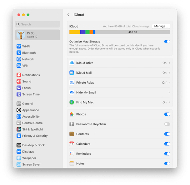 System Preferences - iCloud