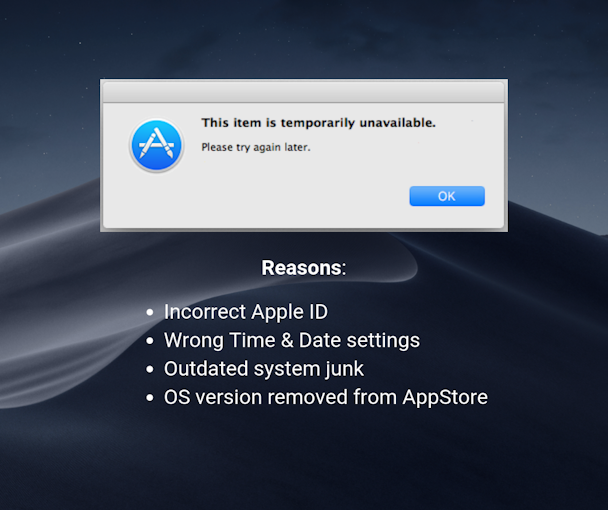 Fix “This item is temporarily unavailable” error on Mac