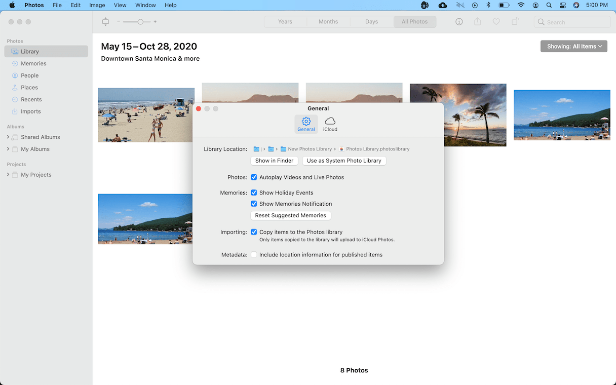 how do you change iphoto library location
