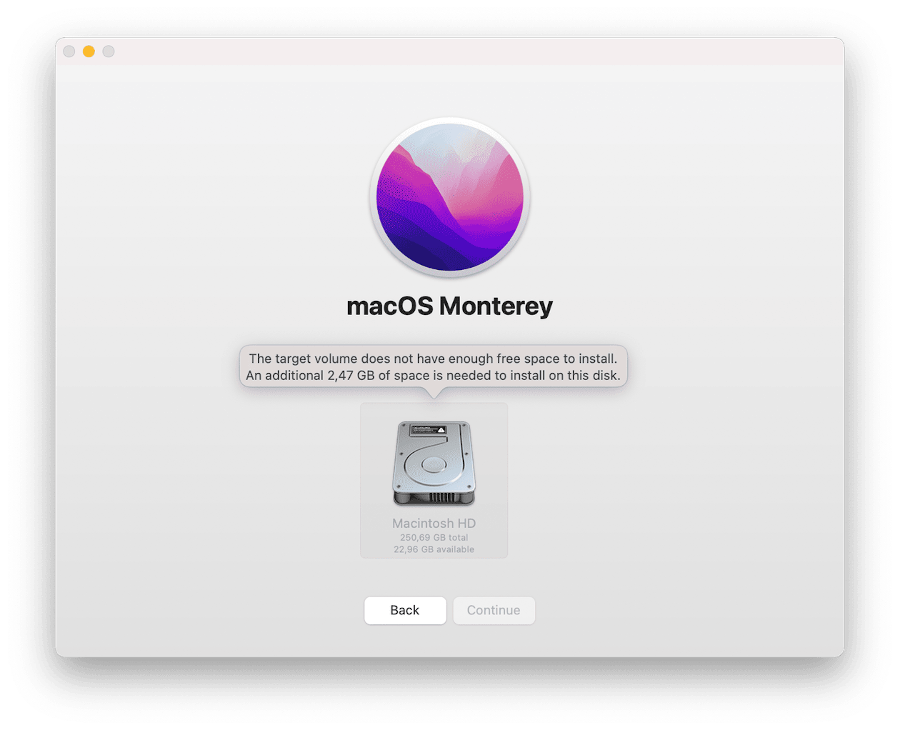 not enough space to download macos monterey