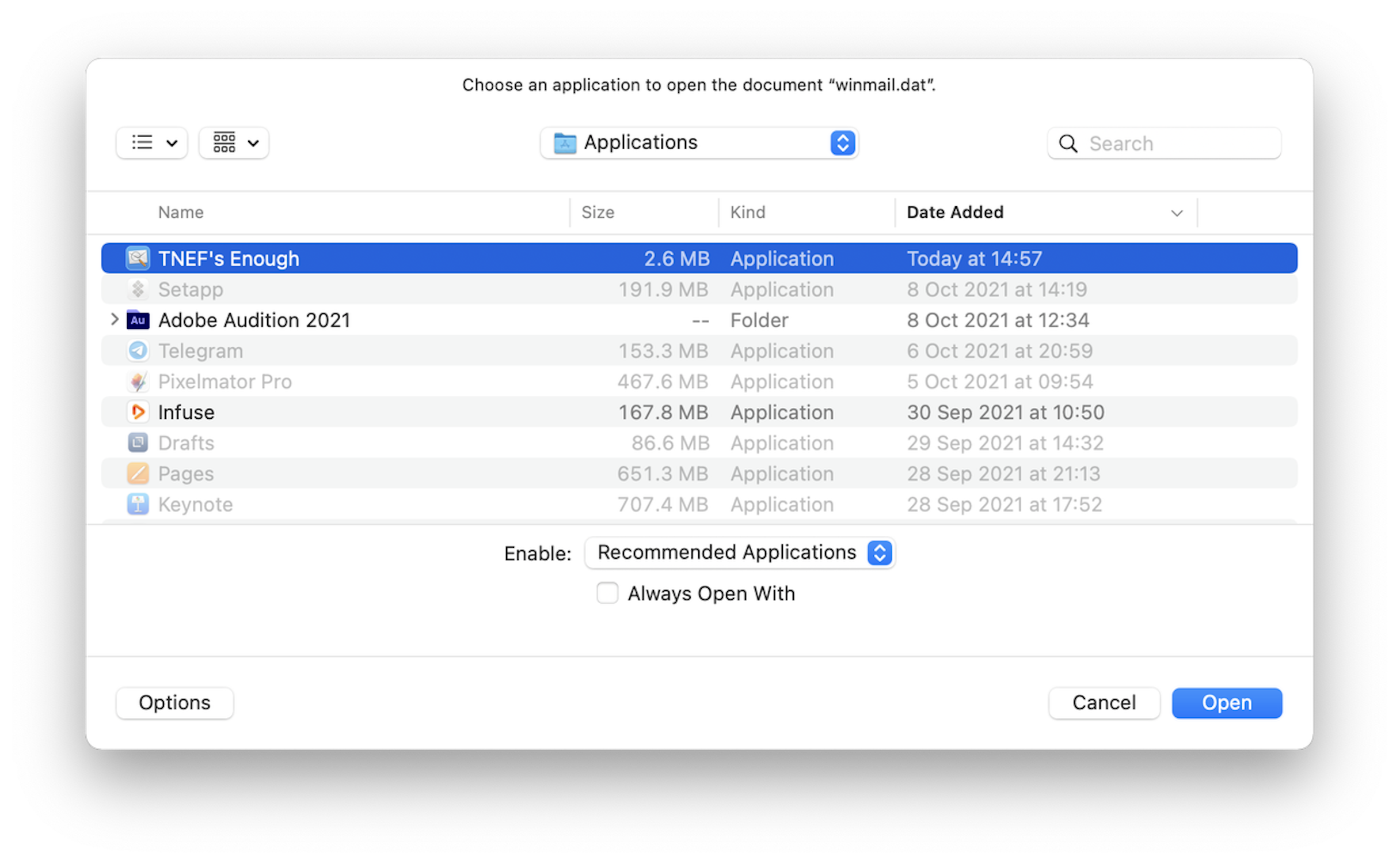 how to open a winmail dat file on a mac